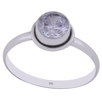 Beautiful Gorgeous White Cubic Zirconia Round Shape 925 Sterling Solid Silver Ring - main product photo (R1000577-129)