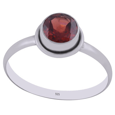 Beautiful Gorgeous Garnet Round Shape 925 Sterling Solid Silver Ring - main product photo (R1000577-98)
