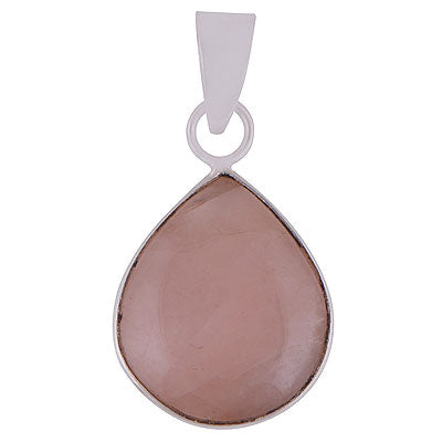 Gorgeous Plain Collet Rose Quartz Pear Shape 925 Sterling Solid Silver Pendants - main product photo (R100058-18)