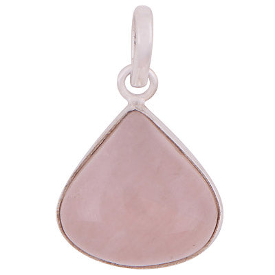 Gorgeous Plain Rose Quartz Pear Shape 925 Sterling Solid Silver Pendants - main product photo (R100058-31)