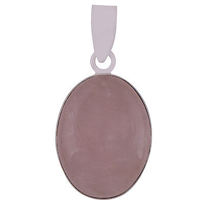 Beautiful Plain Collet Rose Quartz Oval Shape 925 Sterling Solid Silver Pendants - main product photo (R100062-21)