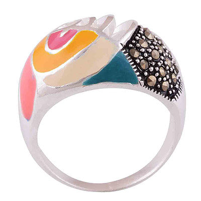 Enamel, Marcasite 925 Sterling Silver Ring - main product photo (R1000621-110)
