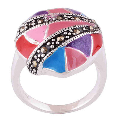 Enamel, Marcasite 925 Sterling Silver Ring - main product photo (R1000621-82)