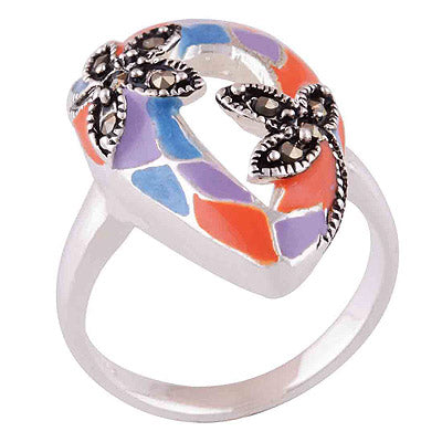 Enamel, Marcasite 925 Sterling Silver Ring - main product photo (R1000621-86)