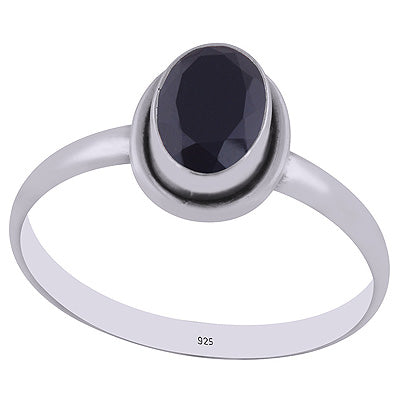 Gorgeous Stunning Black Onyx Oval Shape 925 Sterling Solid Silver Ring - R1000860-13