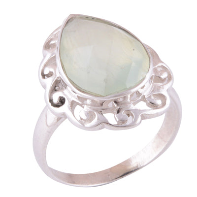 Prehnite 925 Sterling Silver Ring - R1000959-19