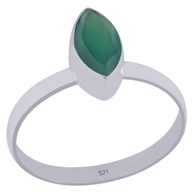 Alluring Plain Green Onyx Marquise Shape 925 Sterling Solid Silver Ring - R1001269-151