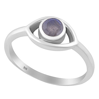 Alluring Handcrafted Eye Around Labradorite Round Shape 925 Sterling Solid Silver Ring - R1001432-132