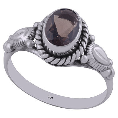 Alluring Handcrafted Work Around Smoky Topaz Oval Shape 925 Sterling Solid Silver Ring - R1001591-45