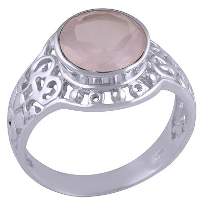 Rose Quartz 925 Sterling Silver Ring - R1001616-100