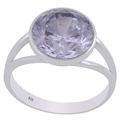 Alluring Split Work Around White Cubic Zirconia Round Shape 925 Sterling Solid Silver Ring - R1001618-43