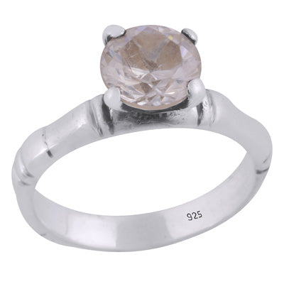 Gorgeous Sugar Cane White Cubic Zirconia Round Shape 925 Sterling Solid Silver Ring - R1001784-43
