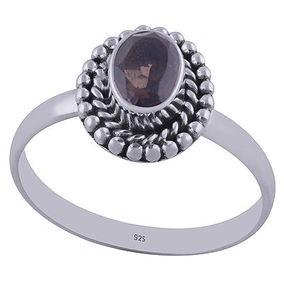 Gorgeous Rawa work Around Smoky Topaz Oval Shape 925 Sterling Solid Silver Ring - R1001838-28