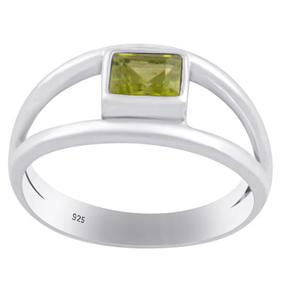 Alluring Split Shank Around Peridot Rectangle Shape 925 Sterling Solid Silver Ring - R1001861-17