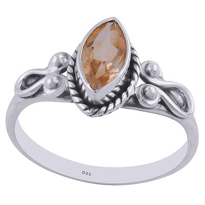 Alluring Handmade Work Around Citrine Marquise Shape 925 Sterling Solid Silver Ring - R1001880-15