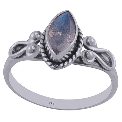 Alluring Handmade Work Around Labradorite Marquise Shape 925 Sterling Solid Silver Ring - R1001880-29