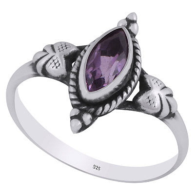 Alluring Rawa & Wire work Around Amethyst Marquise Shape 925 Sterling Solid Silver Ring - R1001883-91