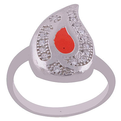 Enamel,White Cubic Zirconia 925 Sterling Silver Ring - R1001989-1