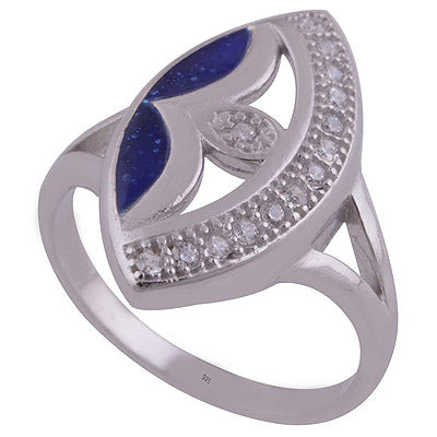 Enamel,White Cubic Zirconia 925 Sterling Silver Ring - R1001989-118