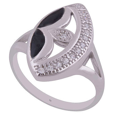 Enamel,White Cubic Zirconia 925 Sterling Silver Ring - R1001989-121