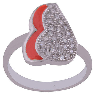 Enamel,White Cubic Zirconia 925 Sterling Silver Ring - R1001989-125