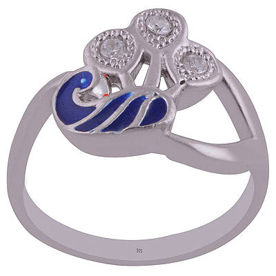 Enamel,White Cubic Zirconia 925 Sterling Silver Ring - R1001989-132