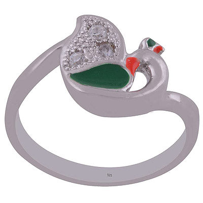 Enamel,White Cubic Zirconia 925 Sterling Silver Ring - R1001989-142