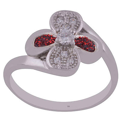 Enamel,White Cubic Zirconia 925 Sterling Silver Ring - R1001989-144