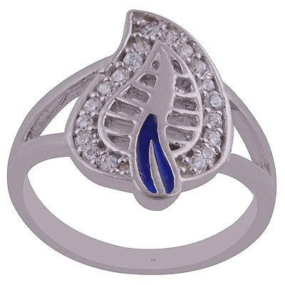 Enamel,White Cubic Zirconia 925 Sterling Silver Ring - R1001989-31