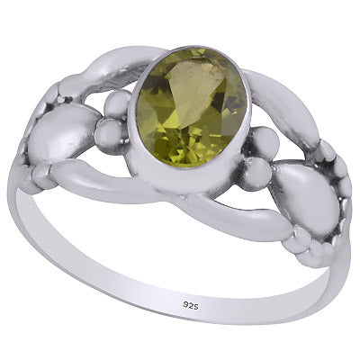 Stunning Handcrafted Work Around Peridot Oval Shape 925 Sterling Solid Silver Ring - R1002042-55