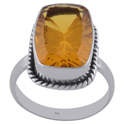 Gorgeous Twisted Wire Work Around Cubic Zirconia Rectangle Shape 925 Sterling Solid Silver Ring - R1002083-4