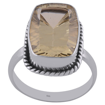 Gorgeous Twisted Wire Work Around Cubic Zirconia Rectangle Shape 925 Sterling Solid Silver Ring - R1002083-5
