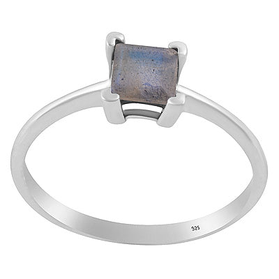Beautifully Seated Gemstone Labradorite Square Shape 925 Sterling Solid Silver Ring - R1002100-14