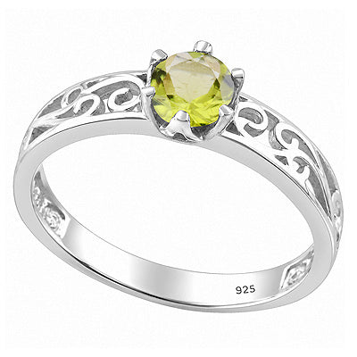 Gorgeous Handcrafted Work Around Peridot Round Shape 925 Sterling Solid Silver Ring - R1002114-12