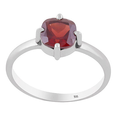 Stunning Prong Setting Around Garnet Cushion Shape 925 Sterling Solid Silver Ring - R1002117-5
