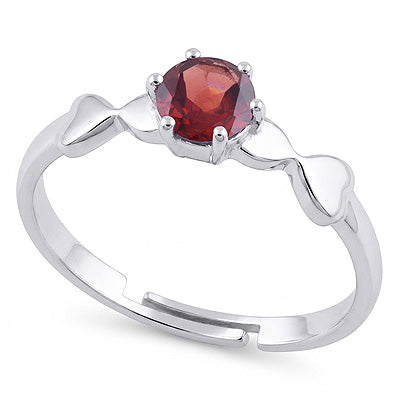 Beautifully Heart With Prong Setting Gemstones Garnet Round Shape 925 Sterling Solid Silver Ring - R1002122-10