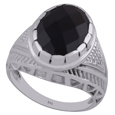 Black Onyx 925 Sterling Silver Ring - R1002161-12