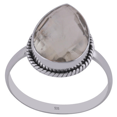Authentic Wire Work Around Green Amethyst Pear Shape 925 Sterling Solid Silver Ring - R1002186-14
