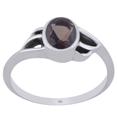Beautiful Handcrafted Work Around Smoky Topaz Oval Shape 925 Sterling Solid Silver Ring - R1002225-8