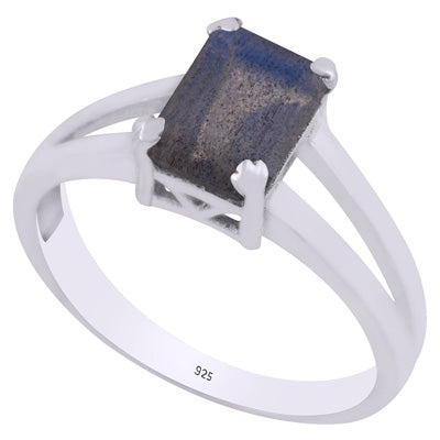 Stunning Cut Out Labradorite Rectangle Shape 925 Sterling Solid Silver Ring - R1002270-27