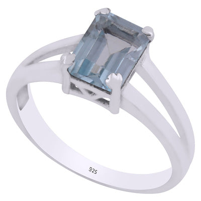 Stunning Cut Out Blue Topaz Rectangle Shape 925 Sterling Solid Silver Ring - R1002270-29
