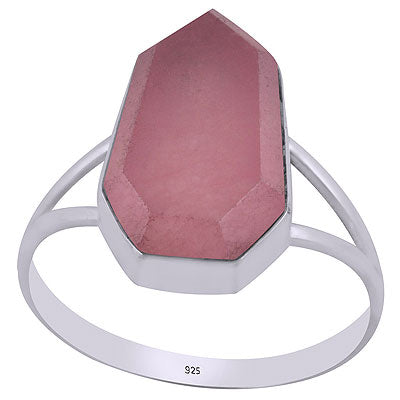 Beautiful Split Shank Around Rose Quartz Hexagon Shape 925 Sterling Solid Silver Ring - R1002315-10