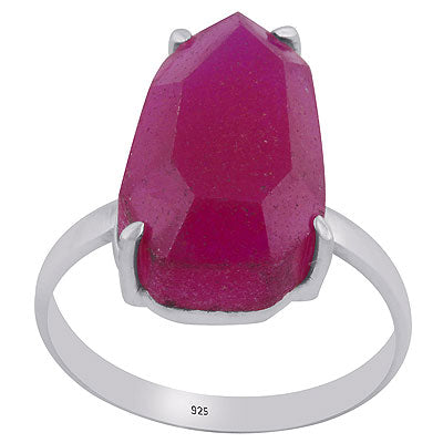 Gorgeous Gemstone Red Corundum Hexagon Shape 925 Sterling Solid Silver Ring - R1002321-15