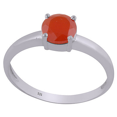 Stunning Prong Setting Around Carnelian Round Shape 925 Sterling Solid Silver Ring - R1002326-8
