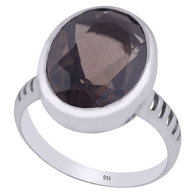 Gorgeous Cut Work Shank Around Smoky Topaz Oval Shape 925 Sterling Solid Silver Ring - R1002332-6