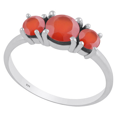 Beautiful Prong Setting Around Multiple Carnelian Round Shape 925 Sterling Solid Silver Ring - R1002349-12