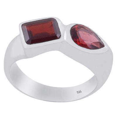 Alluring Multiple Gemstone Garnet Rectangle,Pear Shape 925 Sterling Solid Silver Ring - R1002367-2