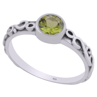 Gorgeous Handcrafted Wire Work Around Peridot Round Shape 925 Sterling Solid Silver Ring - R1002368-3
