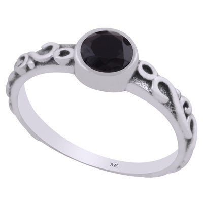 Gorgeous Handcrafted Wire Work Around Black Onyx Round Shape 925 Sterling Solid Silver Ring - R1002368-9