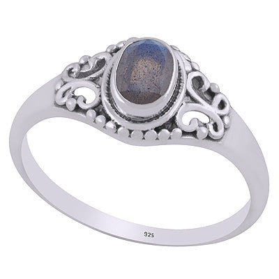 Alluring Rawa & Wire Work Around Labradorite Oval Shape 925 Sterling Solid Silver Ring - R1002369-6